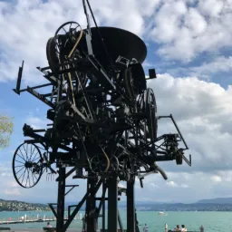 "Heureka", the kinetic sculpture by Swiss artist Jean Tinguely, at Lake Zurich