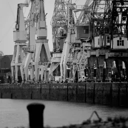 Historical Cranes — Rijnkaai, Nieuwstad-Cadix, Eilandje, Antwerp, Flanders, 2000, Belgium